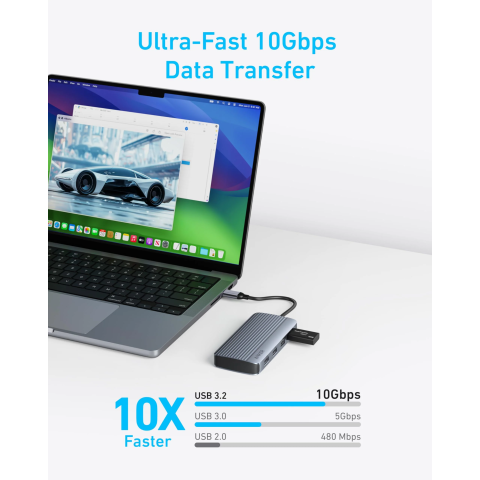USB-C хаб Anker 7-in-1 з 2×HDMI, 4×USB-A та PD 100W