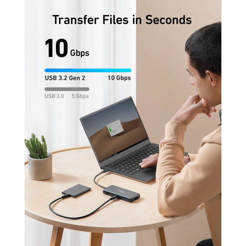 USB-C хаб Anker PowerExpand 8-in-1 з HDMI 4K, LAN, PD 100W та USB 10Gbps (Чорний)