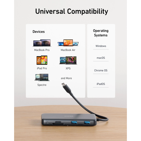 USB-C хаб Anker PowerExpand 8-in-1 з HDMI 4K, LAN, PD 100W та USB 10Gbps (Чорний)
