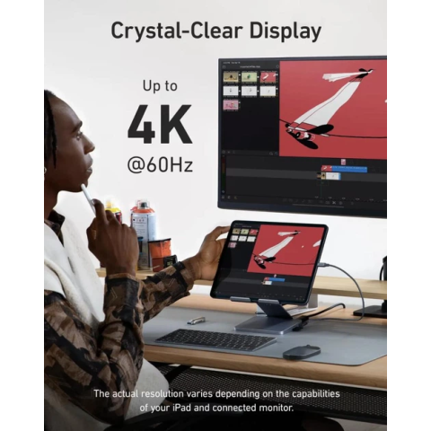 Підставка-адаптер ANKER 551 USB-C Hub 8-в-1 для планшета (4K HDMI, PD, SD/microSD, AUX, Grey)