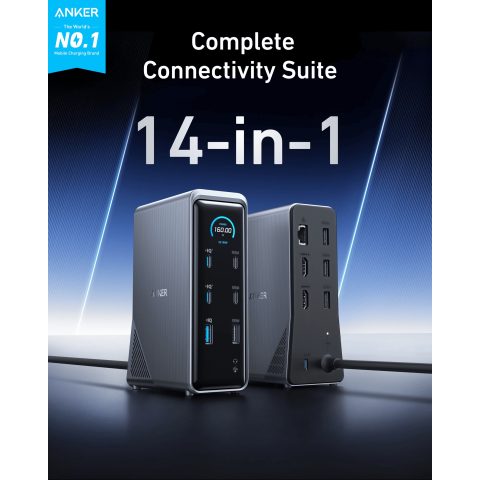 Док-станція ANKER Prime Charging Docking Station 14-in-1, Dual Display, 160W