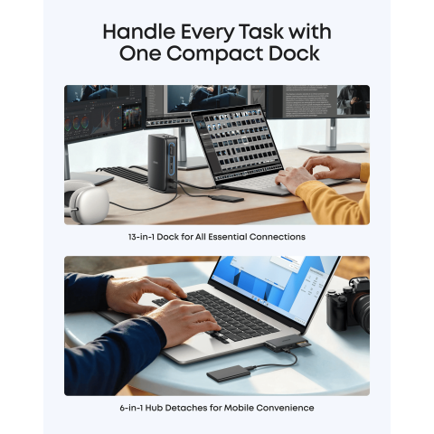 USB-хаб / Док-станція ANKER Nano Docking Station 13-in-1 Triple Display зі знімним 6-портовим хабом