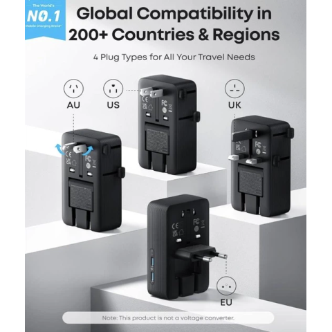 Мережевий перехідник Anker Nano Travel Adapter 5-Port Universal Charger (20W, 200+ Countries)