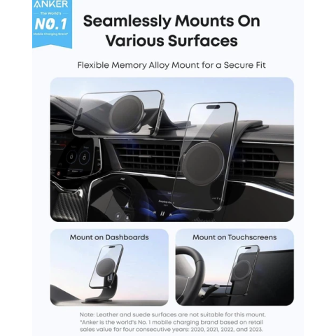 Магнітний автотримач Anker Nano FlexMag 360° Magnetic Car Mount for iPhone (Black)