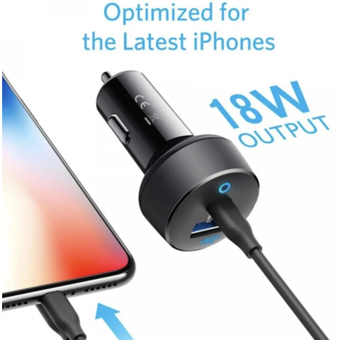 Автомобільний зарядний пристрій Anker 323 PowerDrive 52.5W, 1×USB-C + 1×USB-A, PIQ 3.0 (Black)