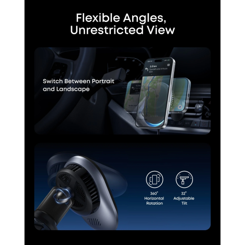 Магнітний автотримач із бездротовою зарядкою Anker Prime MagGo AirCool Qi2 25W Wireless Car Charger