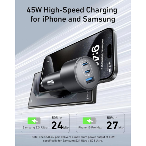 Зарядний пристрій Anker USB-C Fast Car 3-Port Charger 167.5W з кабелем Type-C