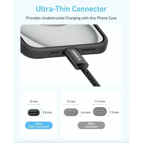 Кабель Anker Zolo 240W USB-C to USB-C Cable 1.5м Black/Silver