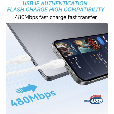 Кабель Anker 544 USB-C 240W White 1.8 м з біо-нейлоном і Power Delivery 3.1