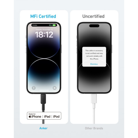 Кабель ANKER 322 USB-C to Lightning Cable MFi 1.8m Nylon (Fast Charging, PD, Black)