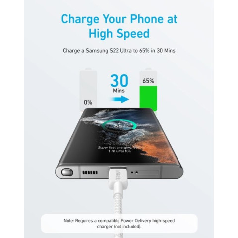 Кабель ANKER 322 USB-C to USB-C Nylon 0.9m / 1.8m (White)
