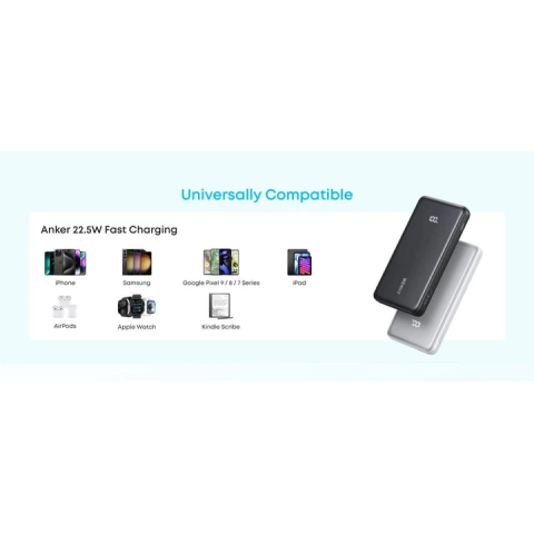 Павербанк Anker Zolo 10000mAh 22.5W з вбудованим USB-C кабелем та LED-індикатором, Black
