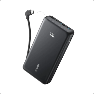 Павербанк Anker Zolo 20000mAh 22.5W з вбудованим USB-C кабелем та LED-індикатором, Black