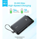 Павербанк Anker Zolo 20000mAh 22.5W з вбудованим USB-C кабелем та LED-індикатором, Black