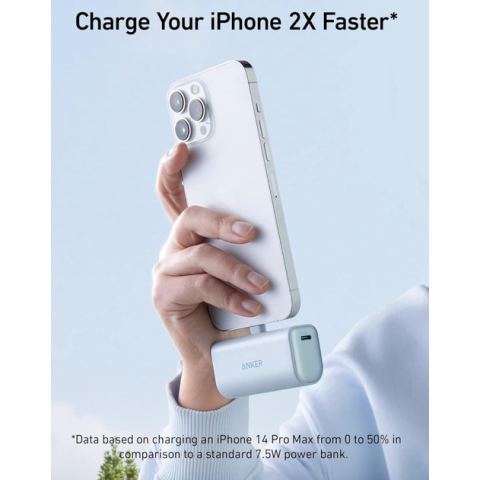 Зовнішній акумулятор Power Bank Anker Nano 5000mAh з вбудованим роз’ємом Lightning, 12W
