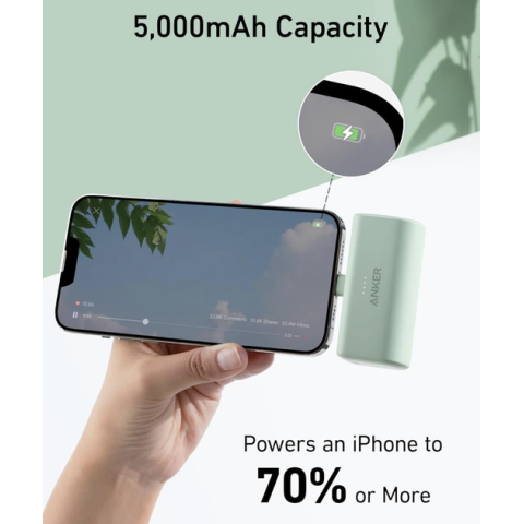 Зовнішній акумулятор Power Bank Anker Nano 5000mAh з вбудованим роз’ємом Lightning, 12W