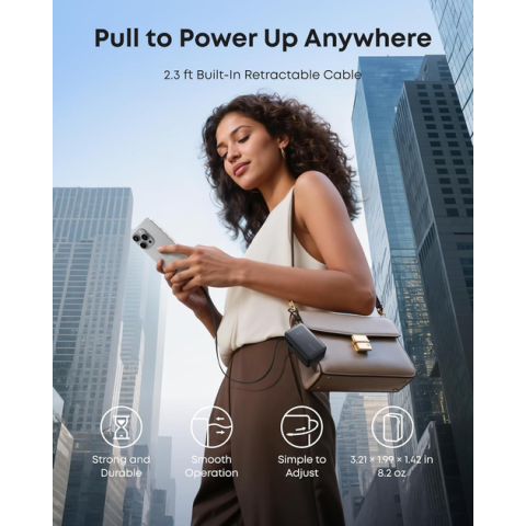 Anker Nano Power Bank 10000mAh 45W із висувним кабелем
