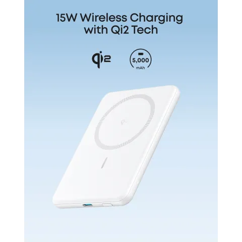 Ультратонкий магнітний павербанк Anker MagGo Power Bank 5000mAh Qi2 15W з USB-C