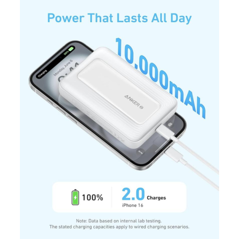 Магнітний повербанк Anker Zolo 10000 mAh (30W, MagSafe, бездротова та дротова зарядка)