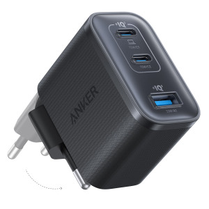 Зарядний пристрій ANKER Charger 70W (2xUSB-C PD + USB-A, Black)