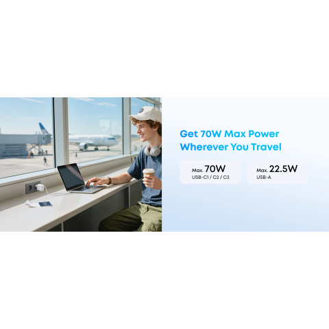 Мережевий зарядний пристрій ANKER Charger 70W 3xUSB-C PD 3.0 + USB-A Black