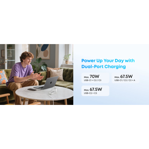 Мережевий зарядний пристрій ANKER Charger 70W 3xUSB-C PD 3.0 + USB-A Black