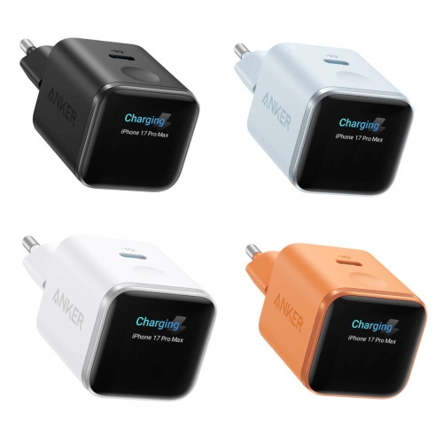 Мережевий зарядний пристрій Anker Nano Smart Display 45W USB-C PD із LED-дисплеєм Black