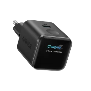 Мережевий зарядний пристрій Anker Nano Smart Display 45W USB-C PD із LED-дисплеєм Black