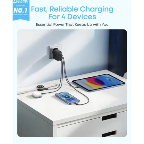 Мережевий зарядний пристрій Anker Zolo 50W 4-Port (2×USB-C + 2×USB-A) — Black