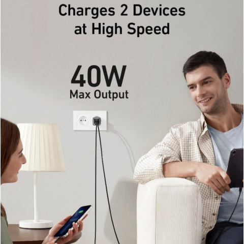 Зарядний пристрій Anker PowerPort 521 Nano Pro 40W 2xUSB-C GaN PIQ 3.0 Black