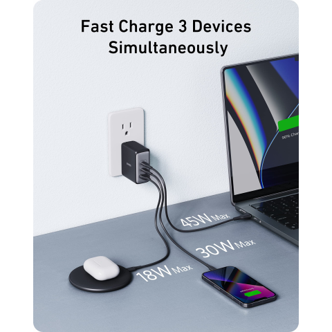 Зарядний пристрій ANKER 736 CHARGER (Nano II™ 100W) 2C+A, Black