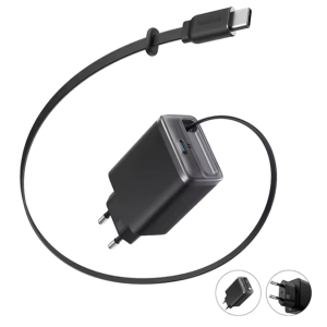 Мережевий зарядний пристрій Anker Nano USB-C 35W Compact Dual-Port Charger with InstaCord Black/White