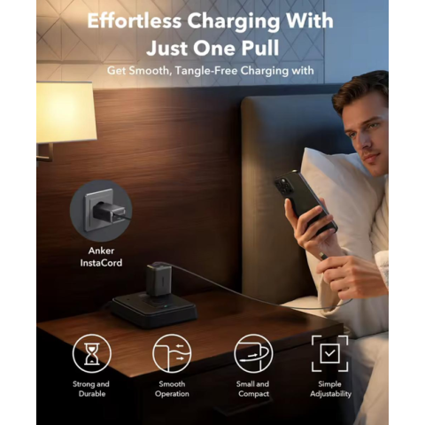 Мережевий зарядний пристрій Anker Nano USB-C 35W Compact Dual-Port Charger with InstaCord Black/White