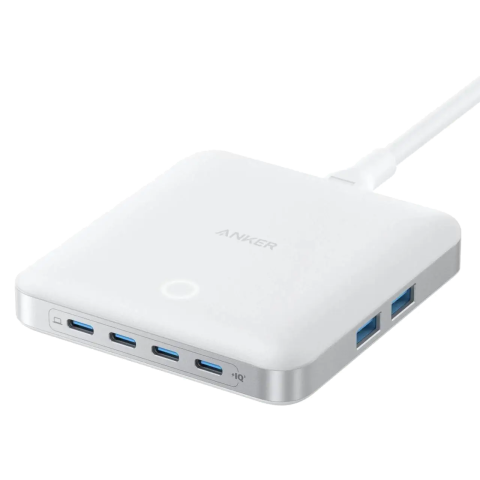 Зарядна станція Anker Nano 130W GaN 6-Port USB-C/USB-A — універсальний настільний зарядний пристрій, Black/White