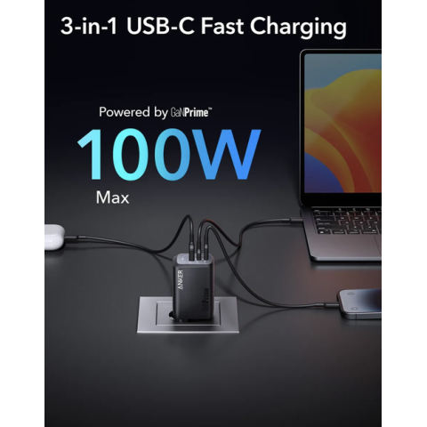 Зарядний пристрій Anker Prime 100W GaN Wall Charger