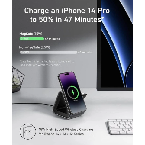 Зарядна станція Anker 737 MagGo 3-in-1 з офіційним MagSafe 15W та блоком живлення