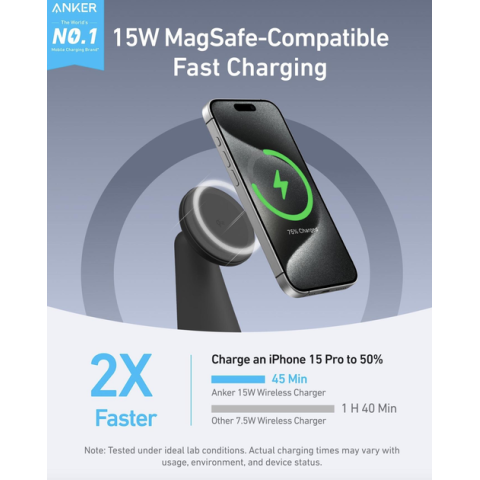 Магнітна док-станція Anker MagGo Qi2 15W 2-в-1 з підставкою
