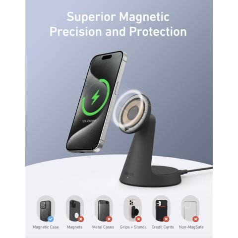 Магнітна док-станція Anker MagGo Qi2 15W 2-в-1 з підставкою