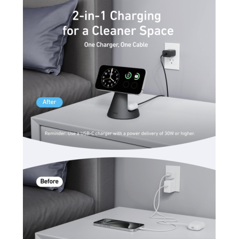 Магнітна док-станція Anker MagGo Qi2 15W 2-в-1 з підставкою