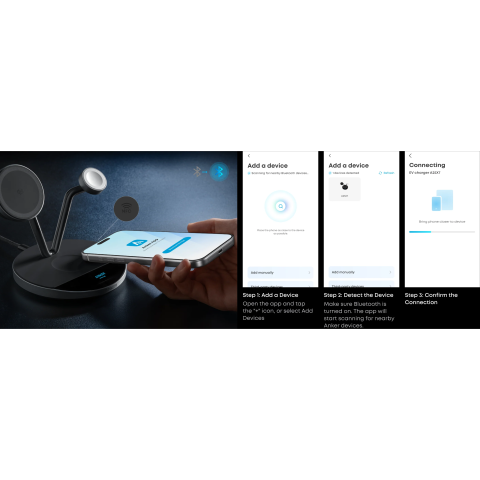 Бездротовий зарядний пристрій Anker Prime 3-in-1 MagSafe 25W з активним охолодженням та Smart Display