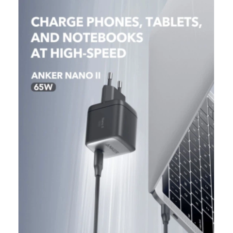 Зарядний пристрій ANKER PowerPort 715 Nano II 65W (USB-C, GaN II, PowerIQ, Black)