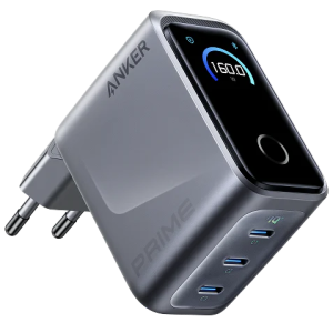 Мережева зарядка Anker Prime Charger 160W (3 Ports, Smart Display) (Сріблястий)