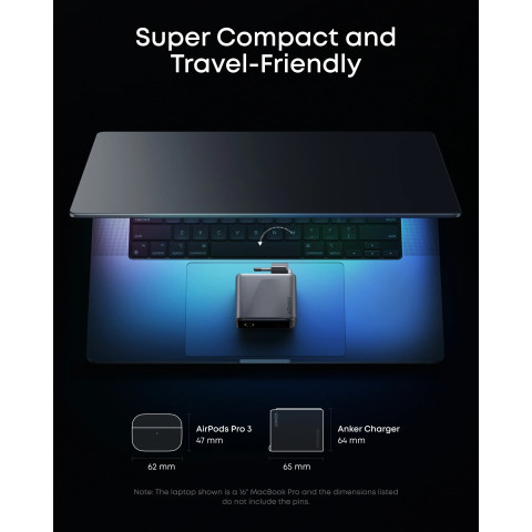Мережева зарядка Anker Prime Charger 160W (3 Ports, Smart Display) (Сріблястий)