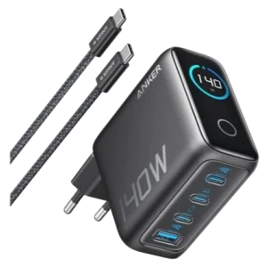 Мережевий зарядний пристрій Anker GaNPrime 140W 4-Port Fast Charger з дисплеєм Black/Silver