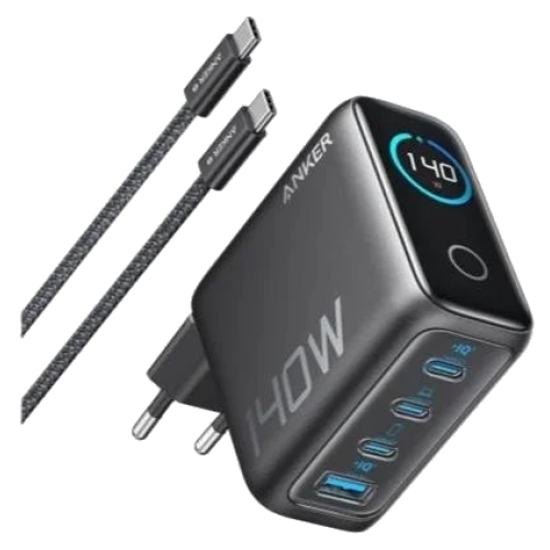 Мережевий зарядний пристрій Anker GaNPrime 140W 4-Port Fast Charger з дисплеєм Black/Silver