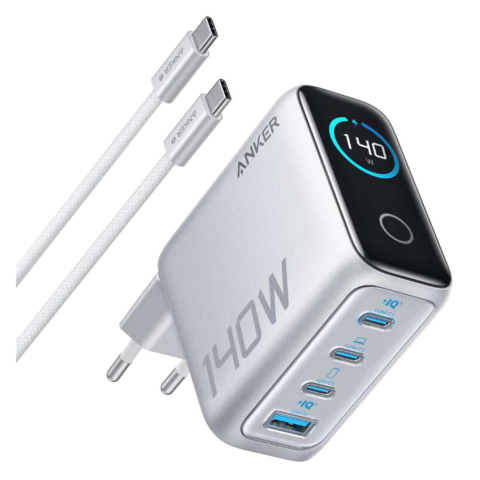 Мережевий зарядний пристрій Anker GaNPrime 140W 4-Port Fast Charger з дисплеєм Black/Silver