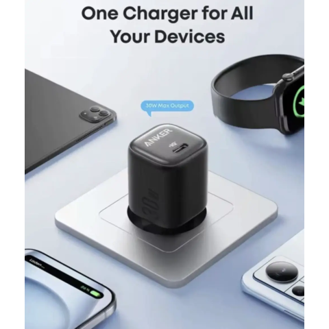 Зарядний пристрій Anker Zolo 30W Compact USB-C GaN Charger (White/Black)