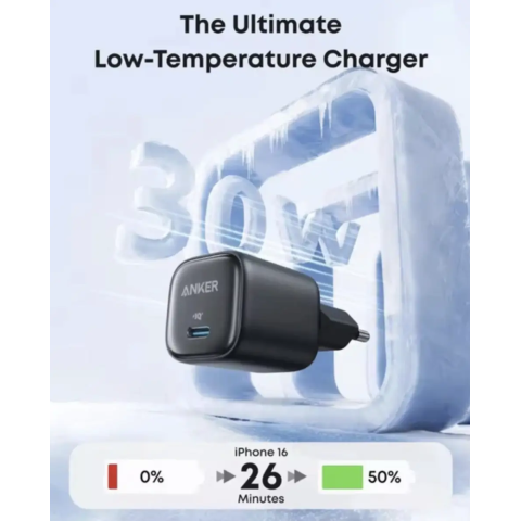 Зарядний пристрій Anker Zolo 30W Compact USB-C GaN Charger (White/Black)