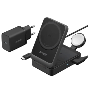 Док-станція Anker MagSafe MagGo 3-in-1 Qi2 15W + блок живлення 40W USB-C Charger, Black/White