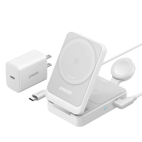 Док-станція Anker MagSafe MagGo 3-in-1 Qi2 15W + блок живлення 40W USB-C Charger, Black/White